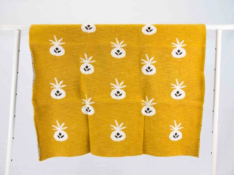 Fresk - Gebreide Deken - Pineapple Mustard - Geel/Wit