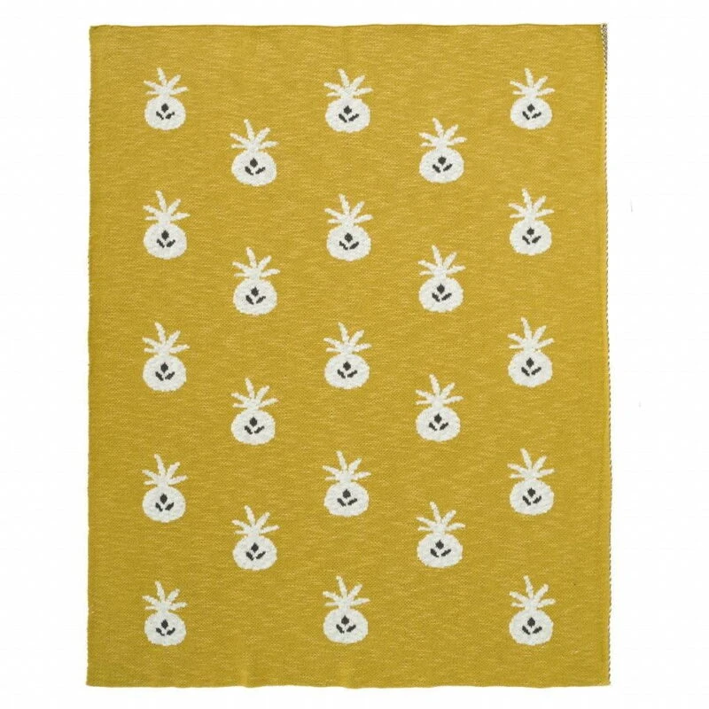 Fresk - Gebreide Deken - Pineapple Mustard - Geel/Wit - Afbeelding 4