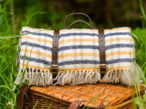 Tweedmill – Wollen Picknickkleed – Geel Blauw – Geruit