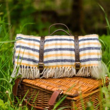 Tweedmill – Wollen Picknickkleed – Geel Blauw – Geruit
