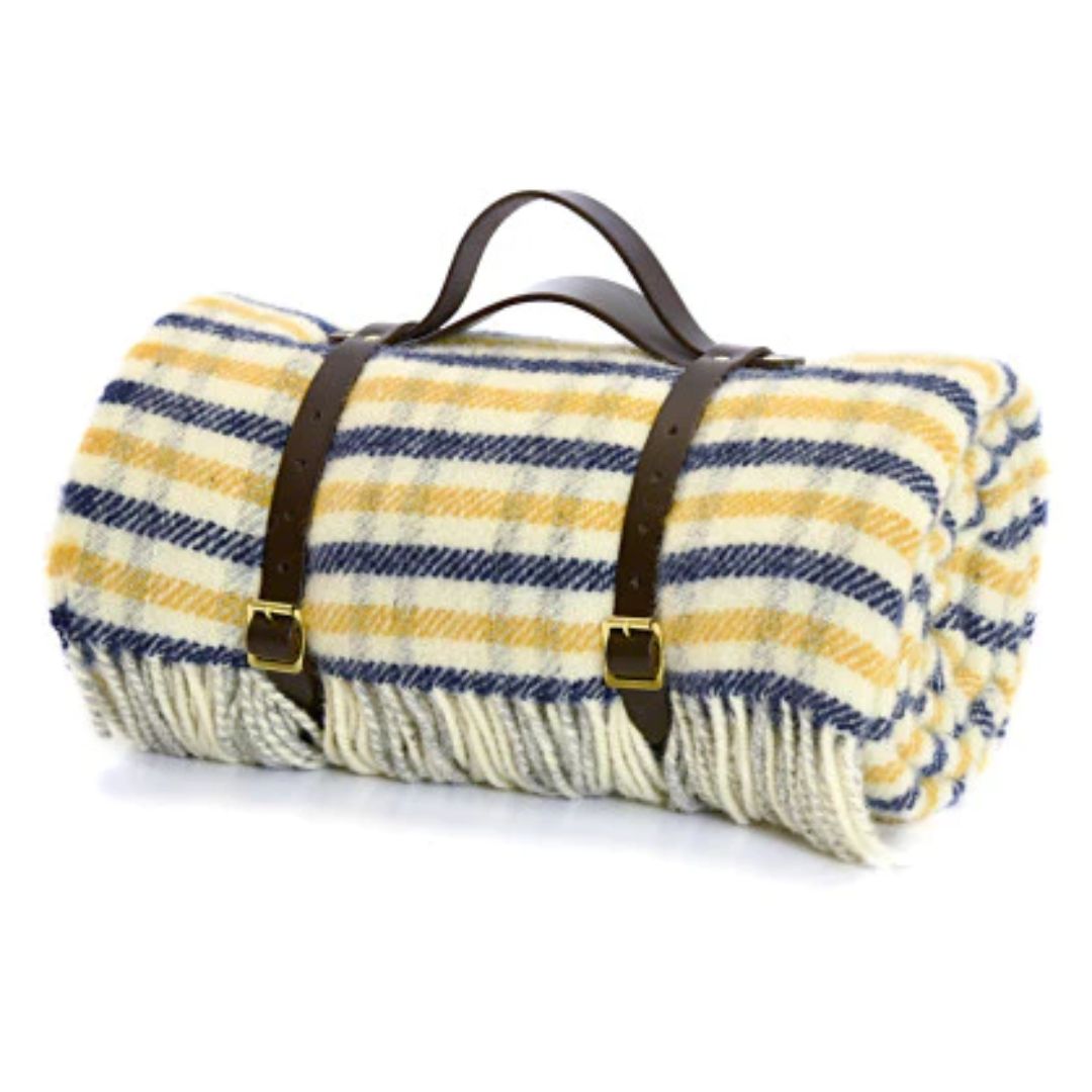 Tweedmill – Wollen Picknickkleed – Geel Blauw – Geruit