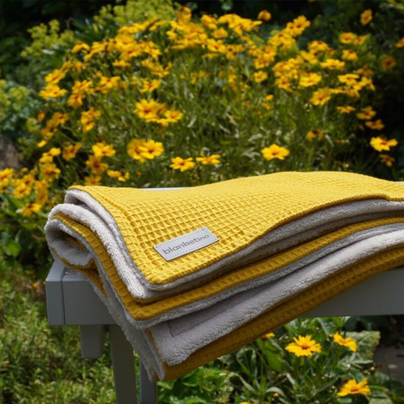 Babydeken - 70 x 100 cm in geel & zandwit - Afbeelding 4