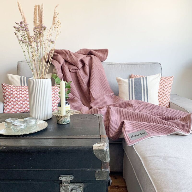 Knuffeldeken - Oud Roze & Zandwit - 145x210 cm - Afbeelding 2