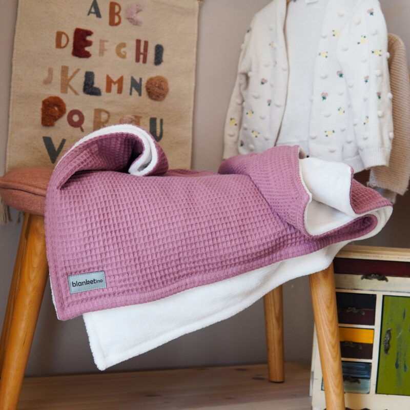 Babydeken - 70 x 100 cm in oudroze & zandwit - Afbeelding 4