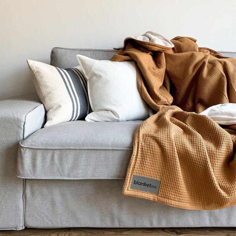 Knuffeldeken - Kameel/Caramel & Zandwit - 145x210 cm - Afbeelding 3