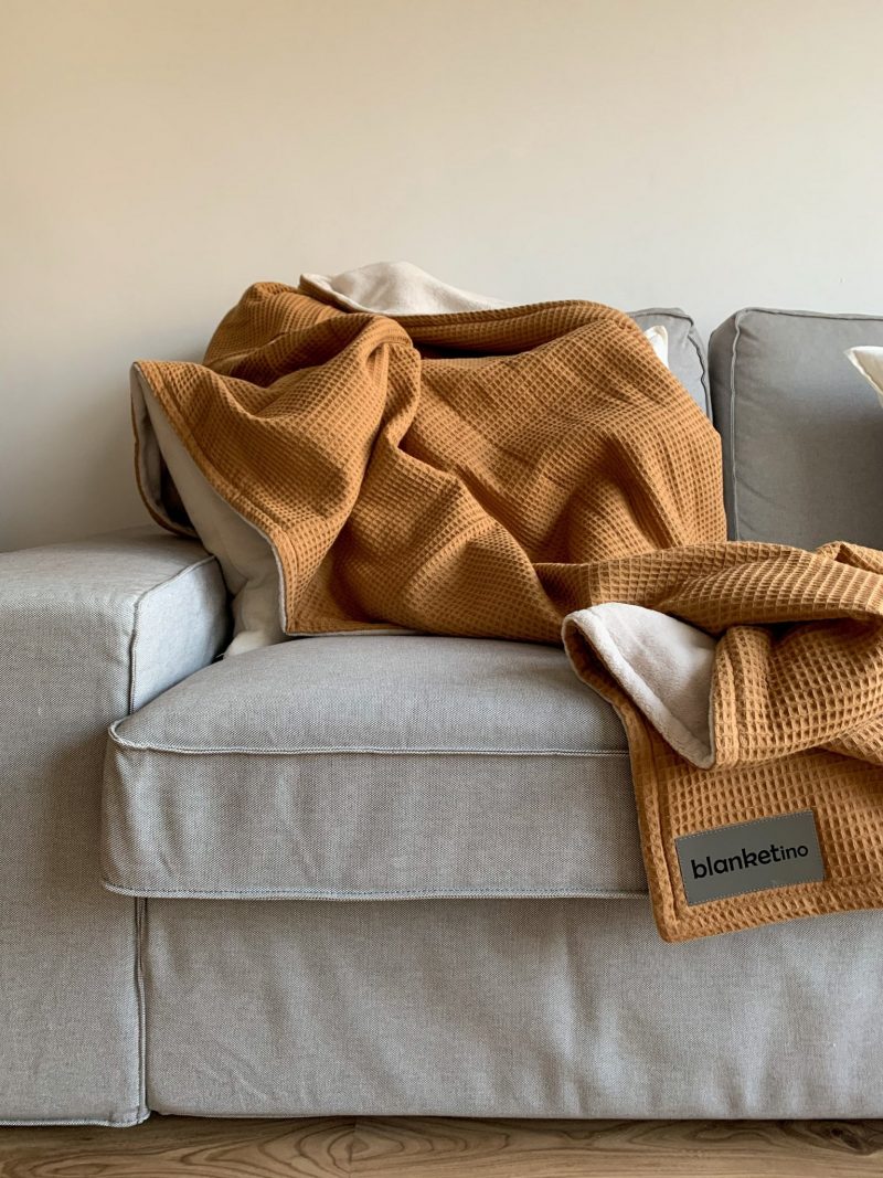 Knuffeldeken - Kameel/Caramel & Zandwit - 145x210 cm - Afbeelding 6