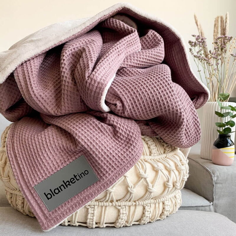 Knuffeldeken - Oud Roze & Zandwit - 145x210 cm