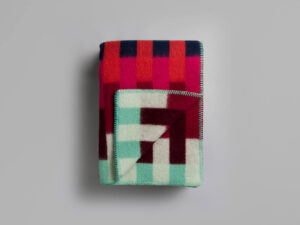 Røros "Åsmund Bold" - Wollen Plaid - Rood / Turquoise