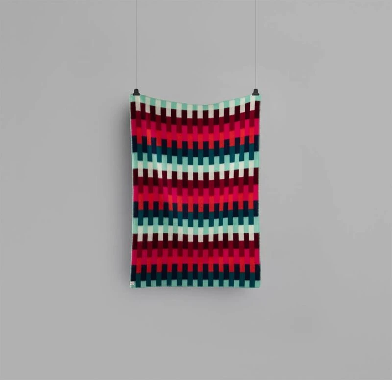 Røros "Åsmund Bold" - Wollen Plaid - Rood / Turquoise