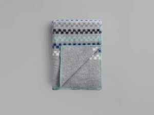 Røros "Toskaft" - Wollen Plaid - Grijs / Turquoise