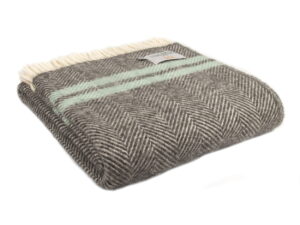 Tweedmill - Wollen Plaid - Visgraat - Grijs & Mintgroen