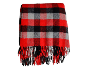 Tweedmill - Wollen plaid - Geblokt - Rood, Zwart & Grijs