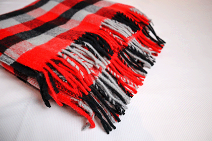 Tweedmill - Wollen plaid - Geblokt - Rood, Zwart & Grijs