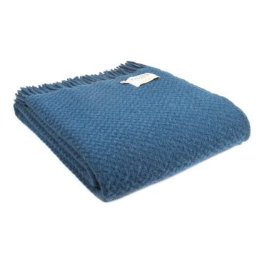 Tweedmill - Wollen plaid - Wafelpatroon - Blauw