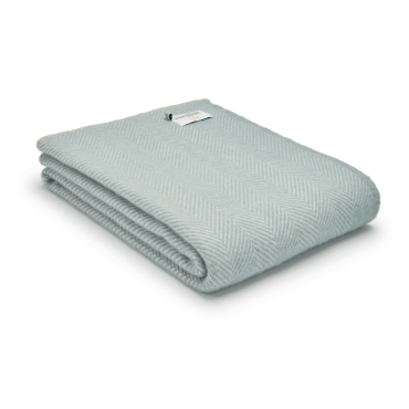 Tweedmill - Wollen Plaid - Visgraat - Lichtblauw