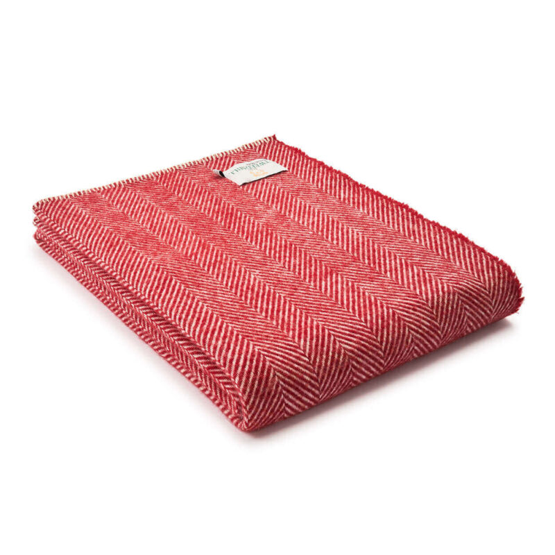 Tweedmill - Wollen plaid - Visgraat - Rood