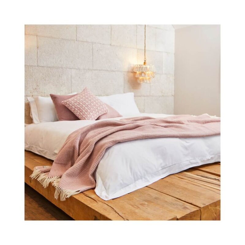 Tweedmill - Wollen plaid - Wafelpatroon - Roze - Afbeelding 2