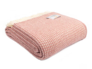 Tweedmill - Wollen plaid - Wafelpatroon - Roze