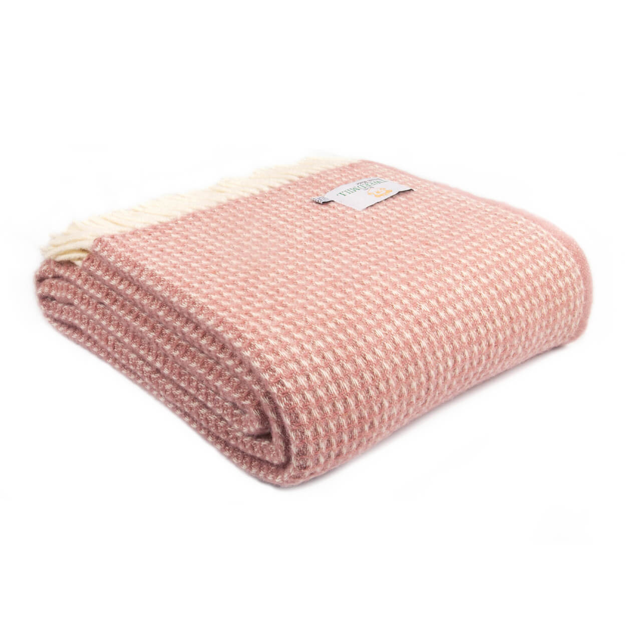 Tweedmill - Wollen plaid - Wafelpatroon - Roze