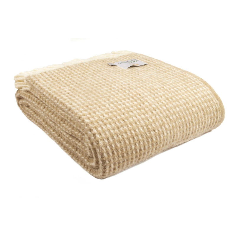 Tweedmill - Wollen plaid - Wafelpatroon - Beige