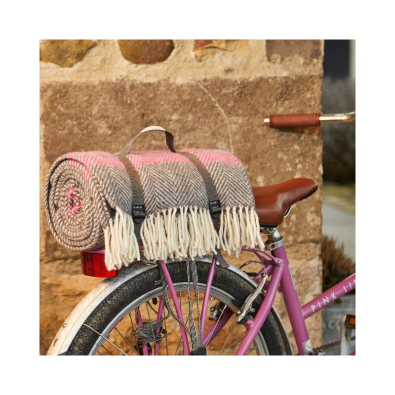 Tweedmill - Picknickkleed - Waterdicht - Visgraat - Grijs/Roze