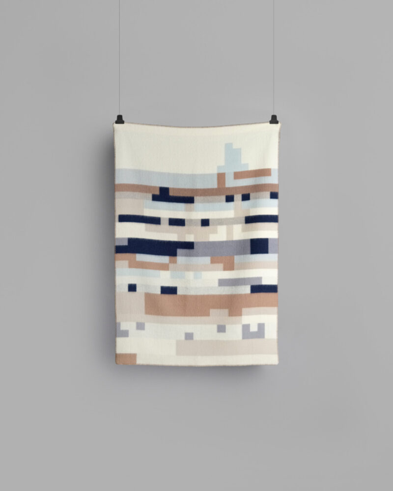 Røros “Bergstaden” – Wollen Plaid – Beige Blauw