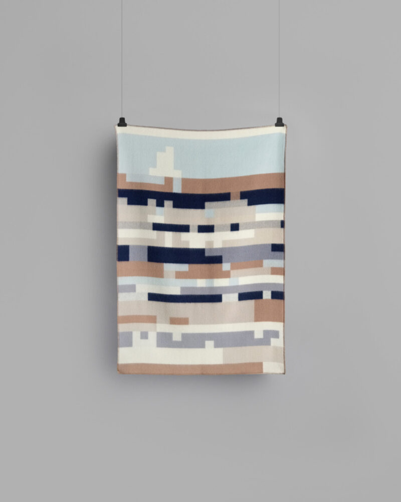 Røros “Bergstaden” – Wollen Plaid – Beige Blauw