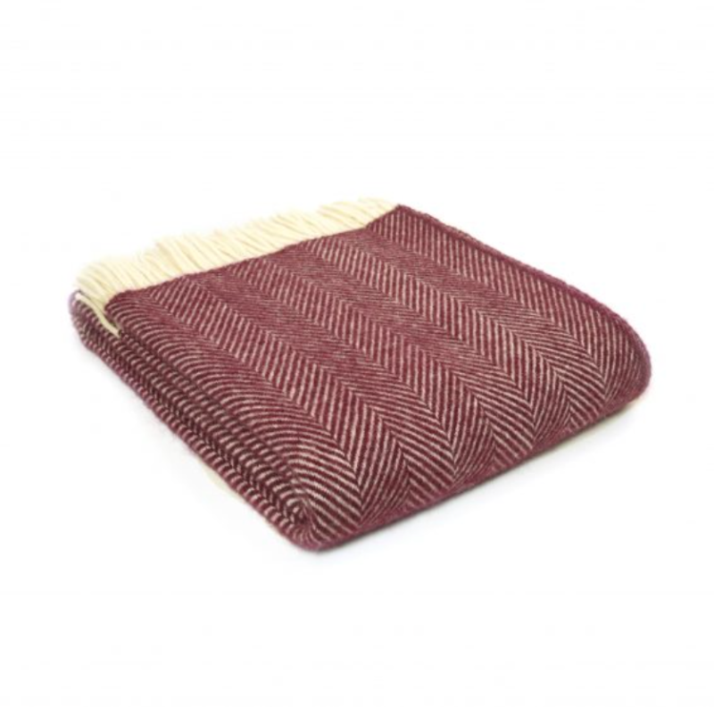 Tweedmill - Wollen Plaid - Visgraat - Rosewood