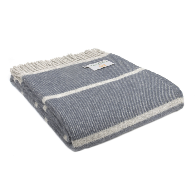 Tweedmill – Wollen Plaid – Gestreept – Blauw