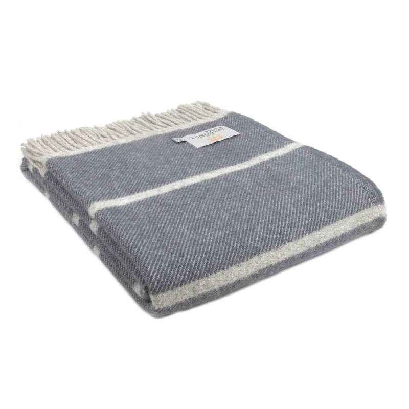 Tweedmill – Wollen Plaid – Gestreept – Blauw