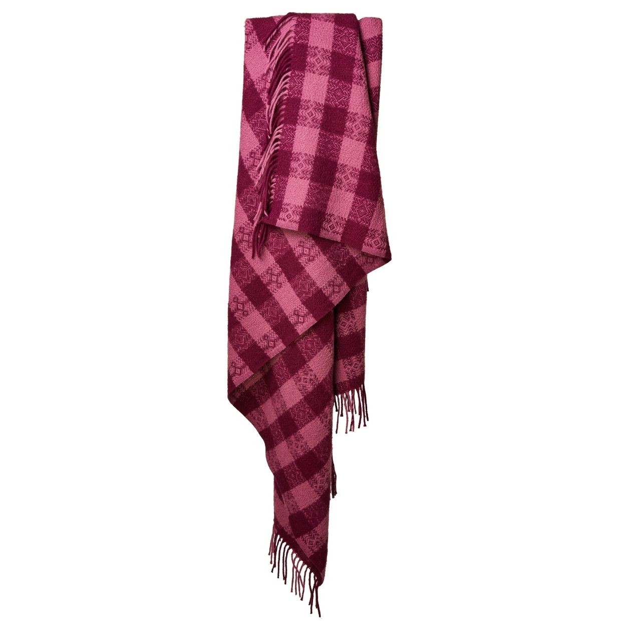 Tweedmill - Wollen Plaid - Geblokt Burgundy - Afbeelding 4