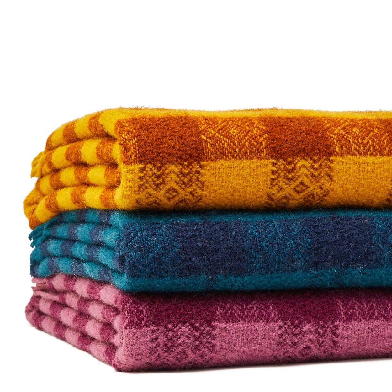 Tweedmill - Wollen Plaid - Geblokt Burgundy - Afbeelding 3