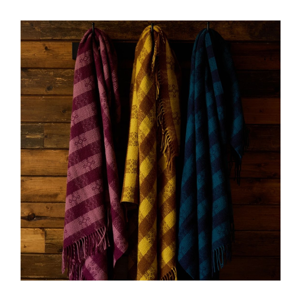 Tweedmill - Wollen Plaid - Geblokt Burgundy - Afbeelding 2